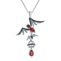 GEM'S BALLET 925 Sterling Sliver Bat Shape Natural Garnet Gemstone Vintage Gothic Punk Pendant Necklace For Women Party Jewelry