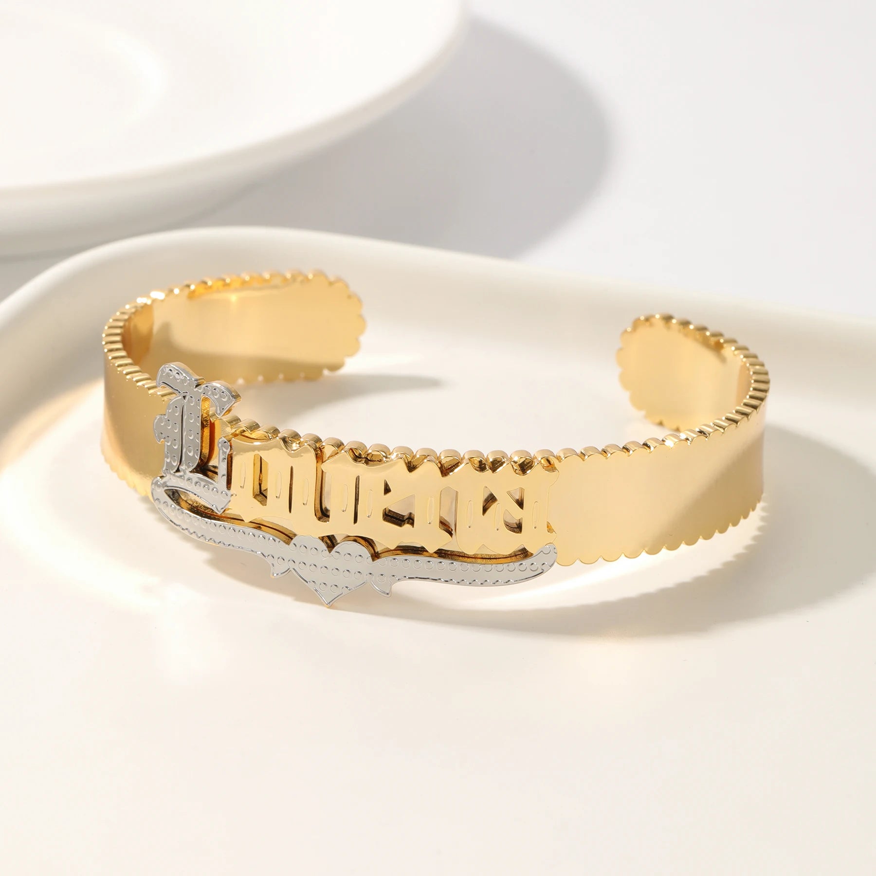 Zciti Double Plating Bracelets Custom Name Bracelet Stainless Steel Jewelry Couple Bracelet  For Women  Personalized Gift