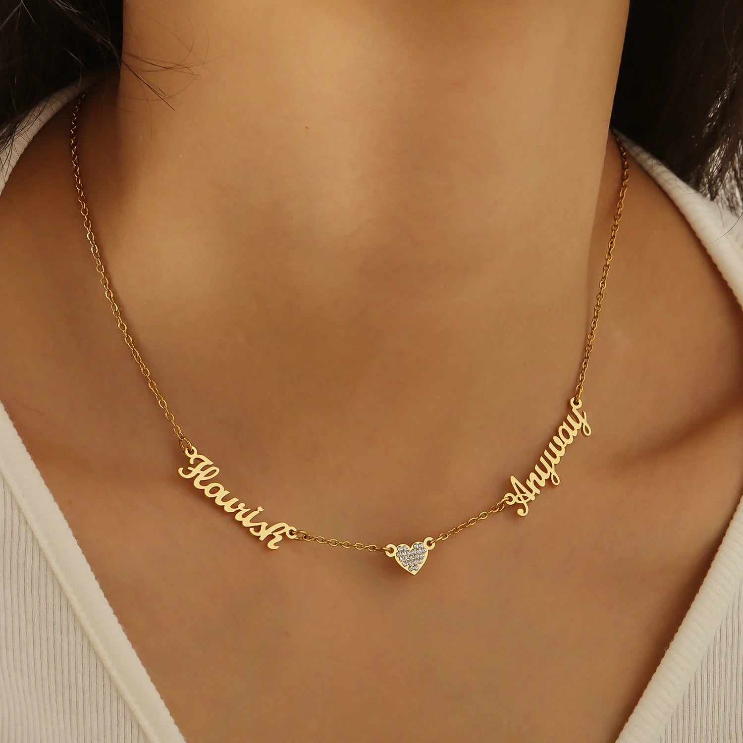 Zciti Personalized Customized Multi-Name Necklace Shan Love Stone Pendant Stainless Steel Jewelry Mother'S Day Gift