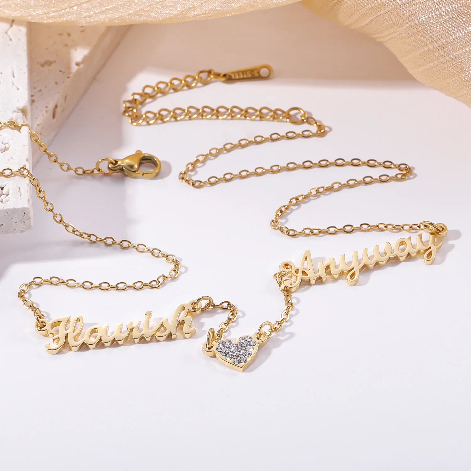 Zciti Personalized Customized Multi-Name Necklace Shan Love Stone Pendant Stainless Steel Jewelry Mother'S Day Gift