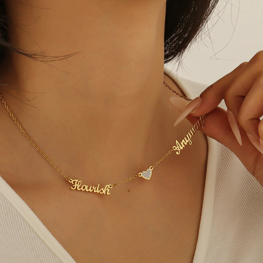 Zciti Personalized Customized Multi-Name Necklace Shan Love Stone Pendant Stainless Steel Jewelry Mother'S Day Gift