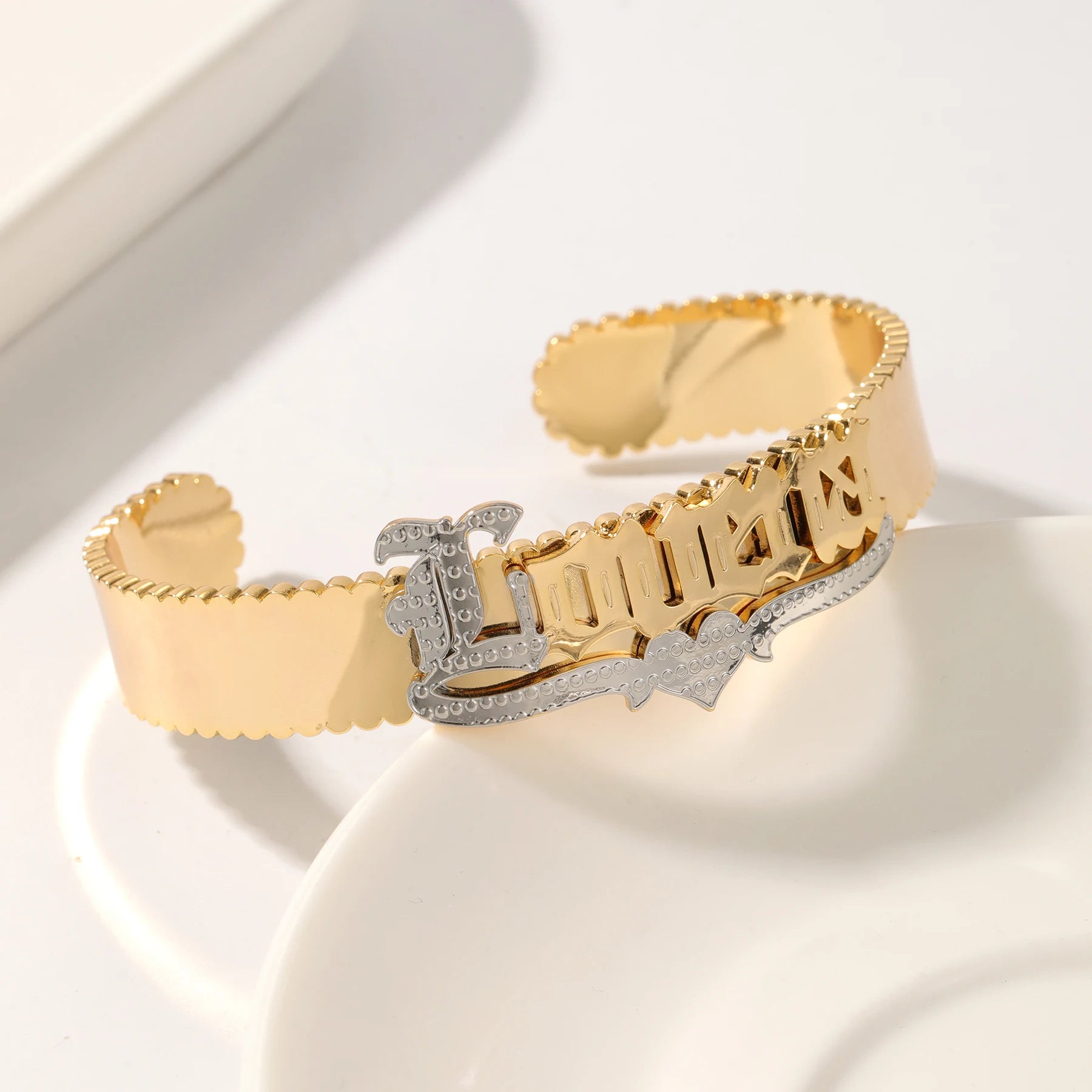 Zciti Double Plating Bracelets Custom Name Bracelet Stainless Steel Jewelry Couple Bracelet  For Women  Personalized Gift